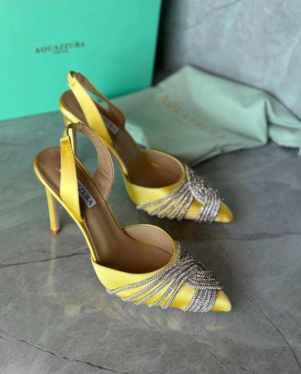 Aquazzura Metallic Gatsby Sling 75 Satin Slingback Pump - Image 6