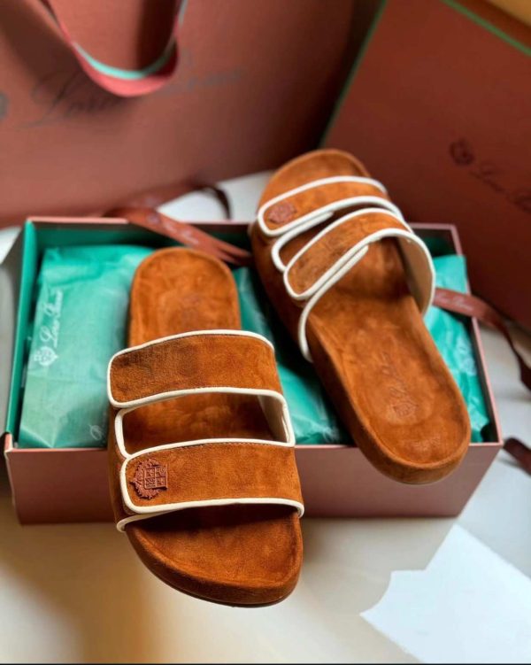 Loro Piana Waikiki Suede Goat Skin Slides