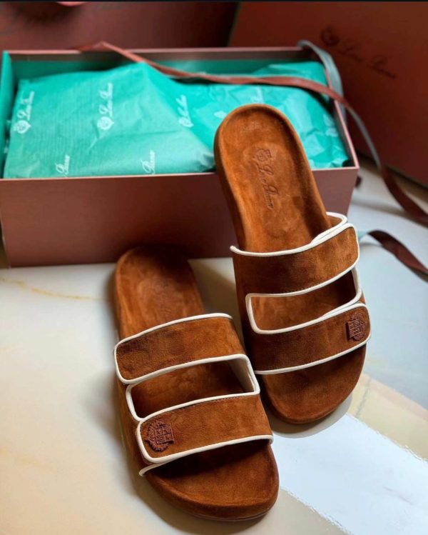 Loro Piana Waikiki Suede Goat Skin Slides - Image 3