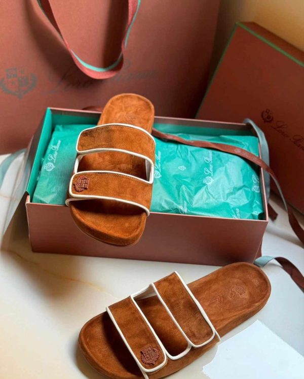 Loro Piana Waikiki Suede Goat Skin Slides - Image 2