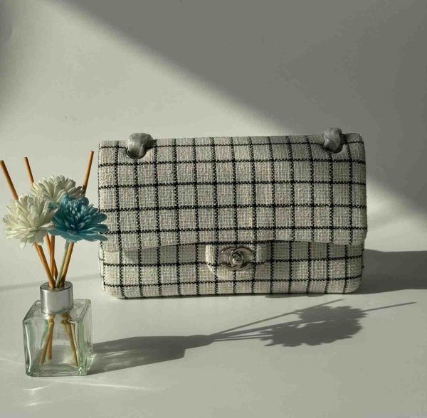 Chanel Classic Double Flap Bag Quilted Tweed Medium - Image 12