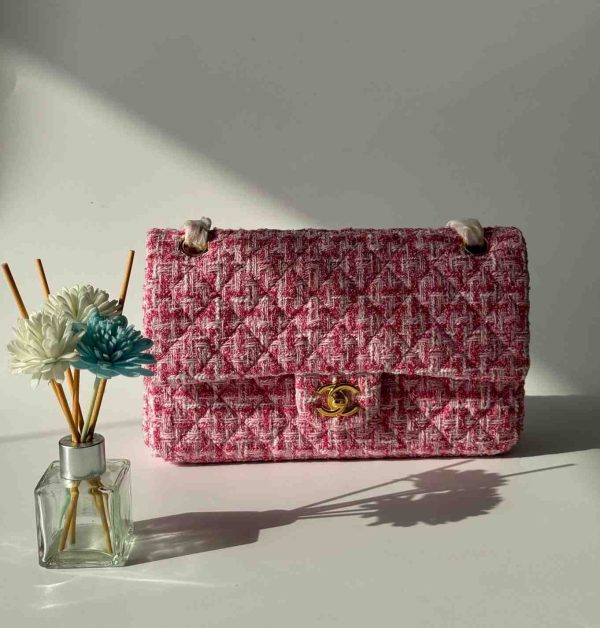 Chanel Classic Double Flap Bag Quilted Tweed Medium - Image 10
