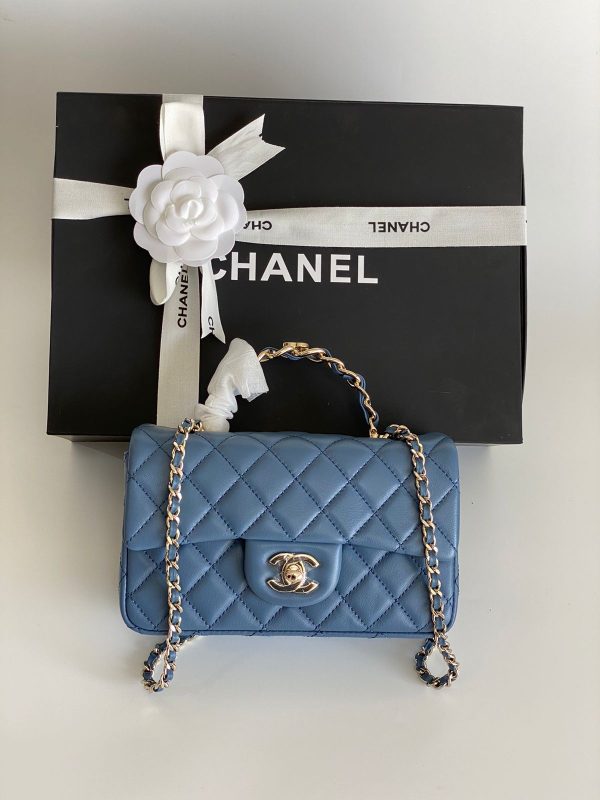 Chanel Mini Flap Bag With Metal Top Handle - Image 3