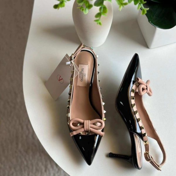 Valentino Garavani Rockstud Bow Slingback Pumps - Image 5