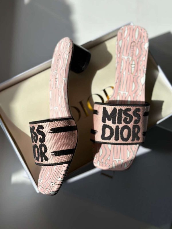 Dway Slide Embroidered Cotton Miss Dior Allover Motif - Image 9