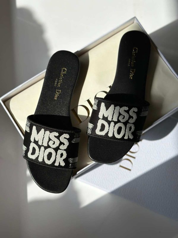 Dway Slide Embroidered Cotton Miss Dior Allover Motif
