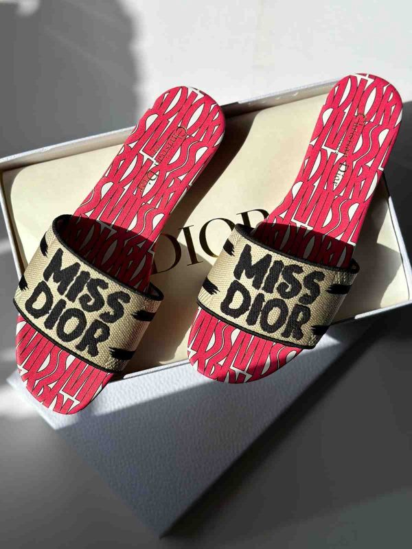 Dway Slide Embroidered Cotton Miss Dior Allover Motif - Image 3