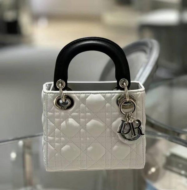 Lambskin Cannage Mini Lady Dior White - Image 2