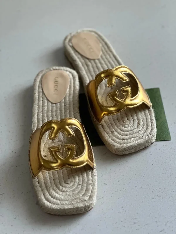 Gucci Espadrille Sandals In Interlocking G Cut Out