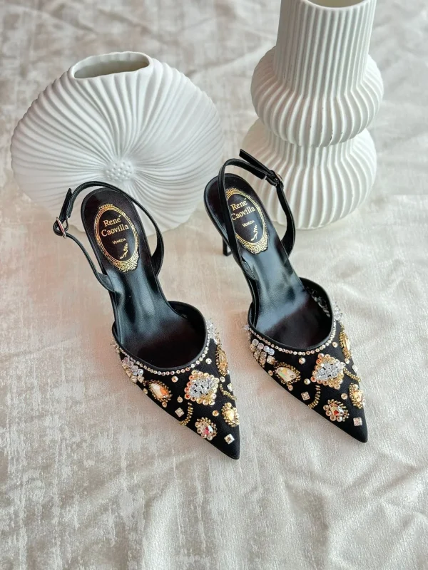 Rene Caovilla Aretha 80 Crystal Embellished Slingback Pumps