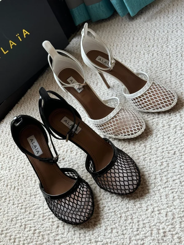 Alaia Fishnet Ankle Strap Pump