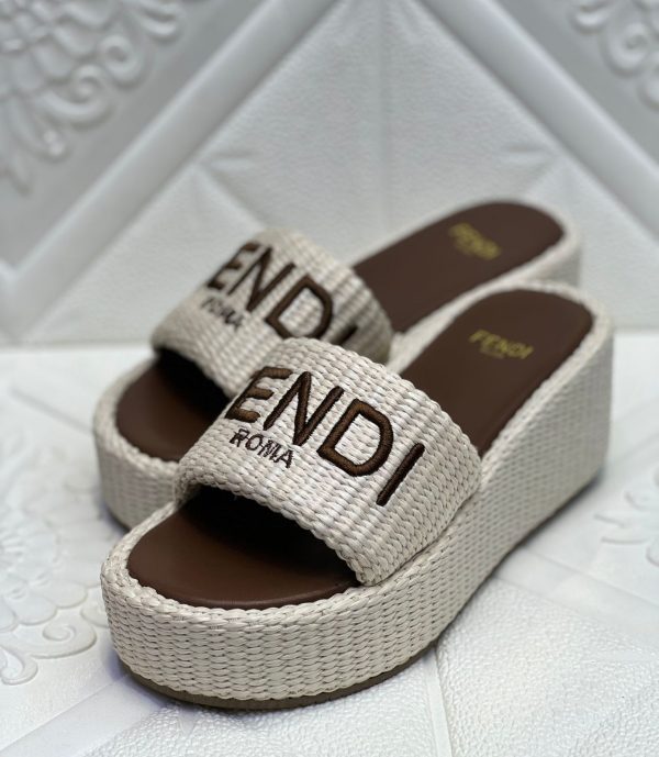 Fendi Women's White Sunshine Slides Platform