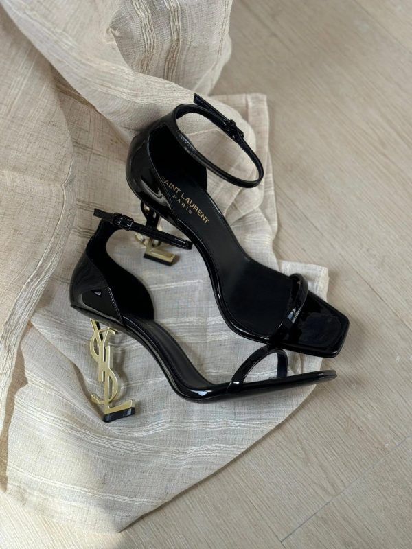 Saint Laurent Black Patent Leather Opyum Sandals