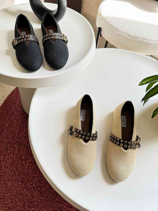 Alaia Ballet Flats In Paper Straw - Image 5