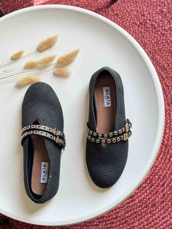Alaia Ballet Flats In Paper Straw - Image 2