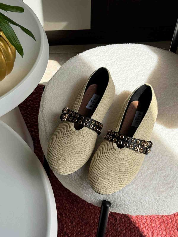 Alaia Ballet Flats In Paper Straw - Image 4
