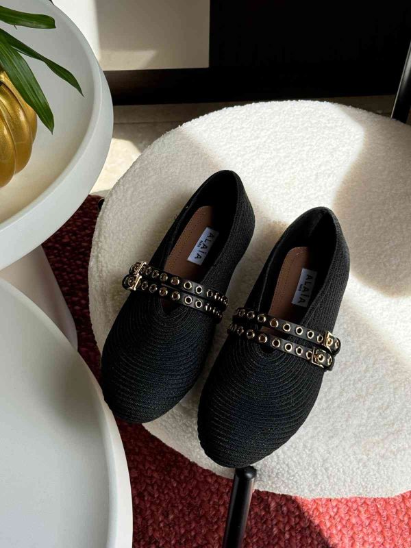 Alaia Ballet Flats In Paper Straw - Image 3