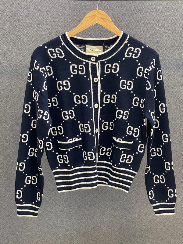 Gucci GG Jacquard Cotton Blend Cardigan - Image 2