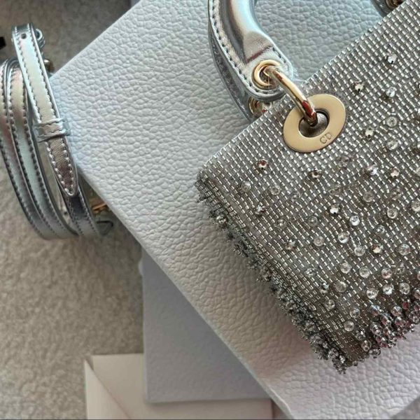 Christian Dior Pre-Owned Lady D-Joy Silver Satin - Image 3