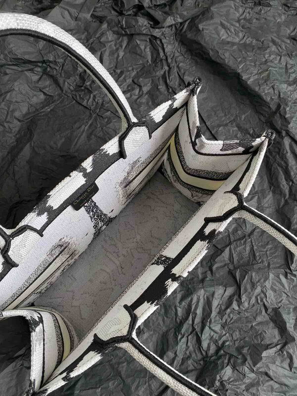 Dior Black and White Paris Embroidery Book Tote - Image 7