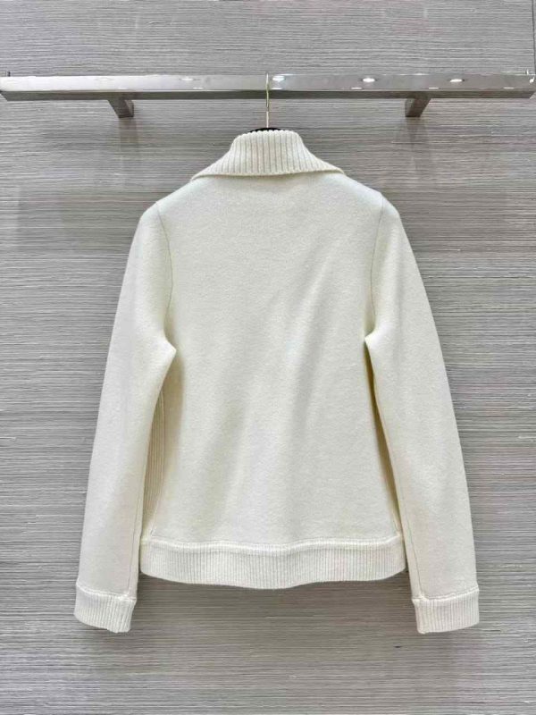 Chanel Padded Wool Zip-Up Cardigan In White - Image 4