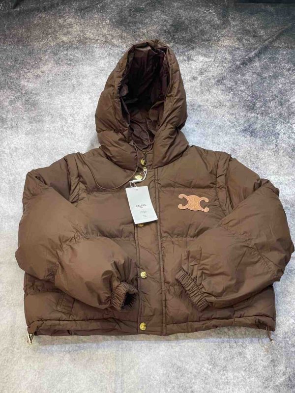 Celine Cropped Triomphe Naylon Down Jacket - Image 2