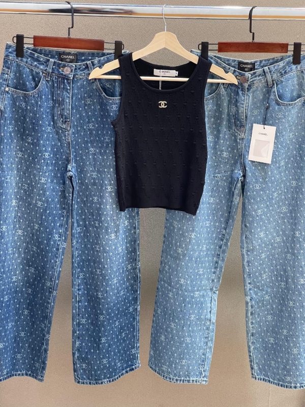 Chanel Logo CC Jeans 23P Light Blue - Image 2