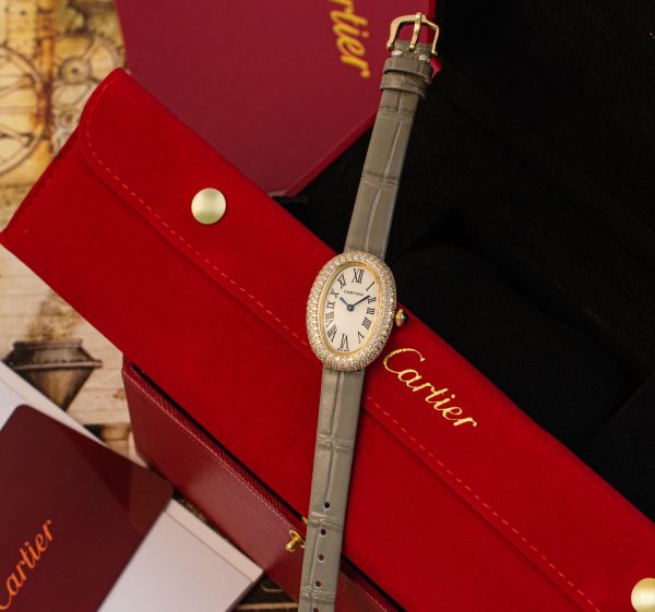 Cartier Baignoire Leather Strap Watch - Image 6