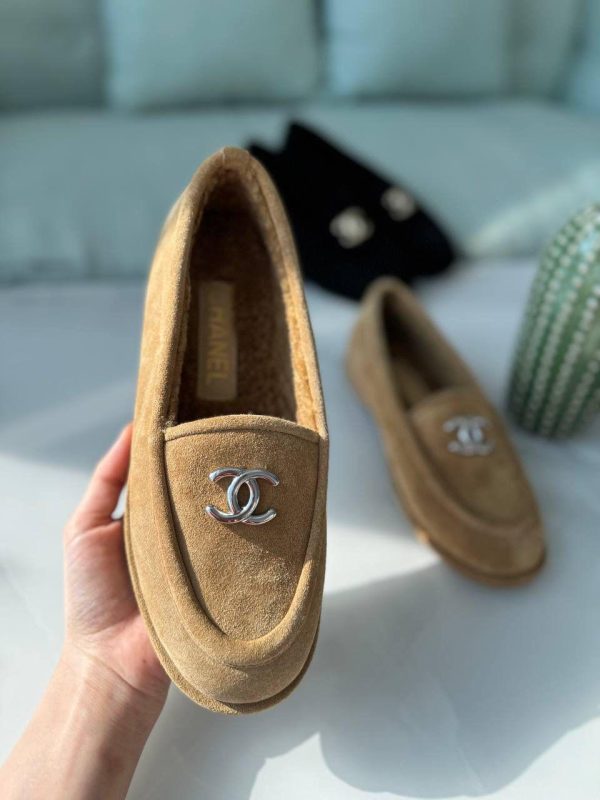 Flats Chanel Suede Leather CC Slip Loafers - Image 3