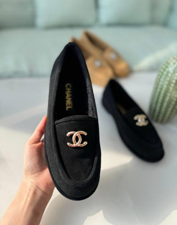 Flats Chanel Suede Leather CC Slip Loafers - Image 5