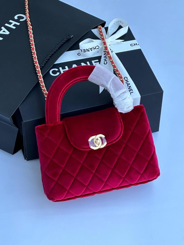 chanel kelly bag suede red