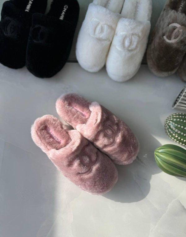 Chanel Shearling Logo Plain Women Slippers - Image 7