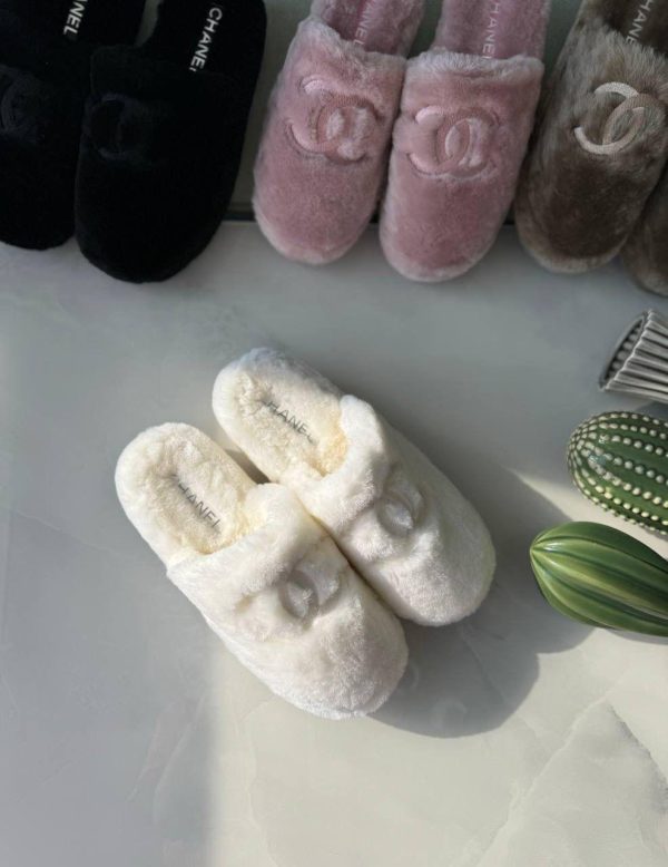 Chanel Shearling Logo Plain Women Slippers - Image 8