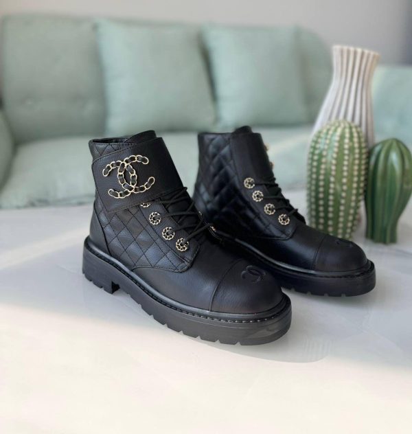 Chanel CC Quilted Leather Boots