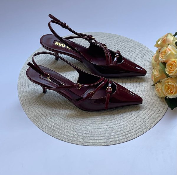 Miu Miu Buckle Slingback Patent Leather Kitten Heels - Image 2