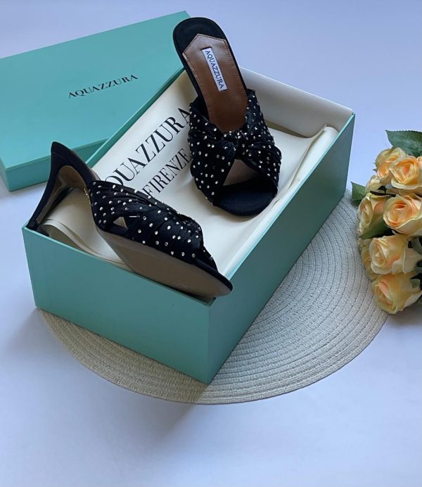 Aquazzura Slow Kisses embellished leather mules - Image 4