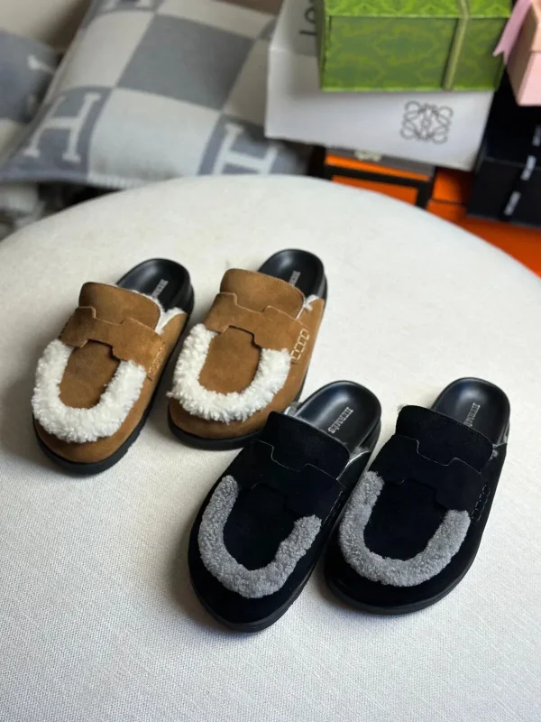 Hermès Go Mule Brown Teddy Suede