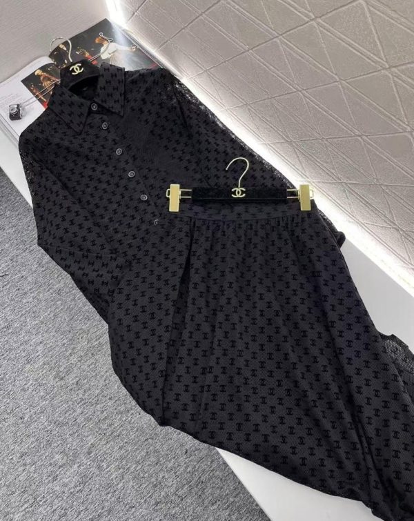 Chanel Logo Embossed Fabric And Tailored Skirt and Shirt - Image 3