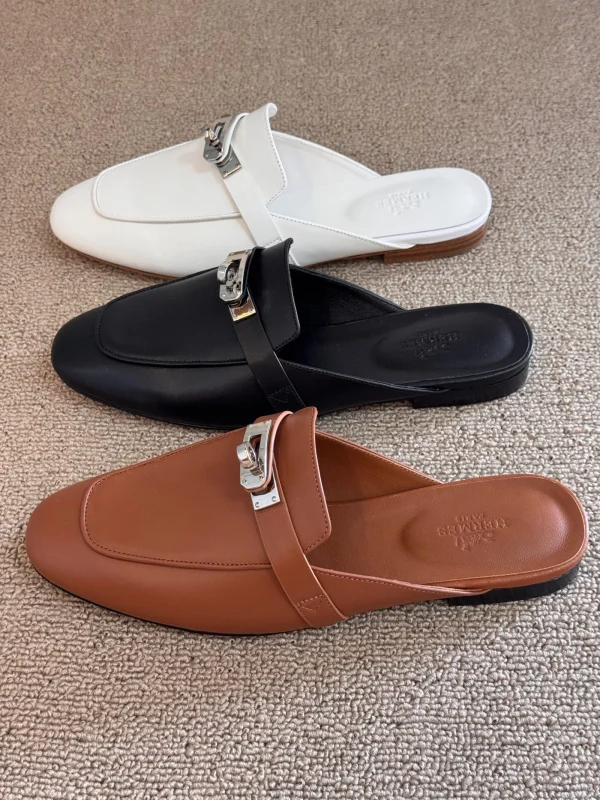 Hermès Hermes Oz Leather Mules