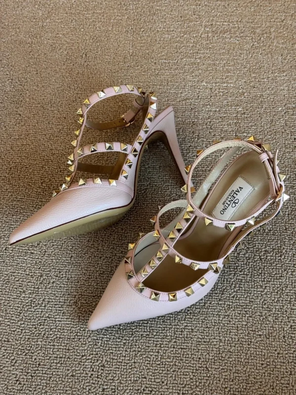 Valentino Ivory Leather Rockstud Sandals - Image 3