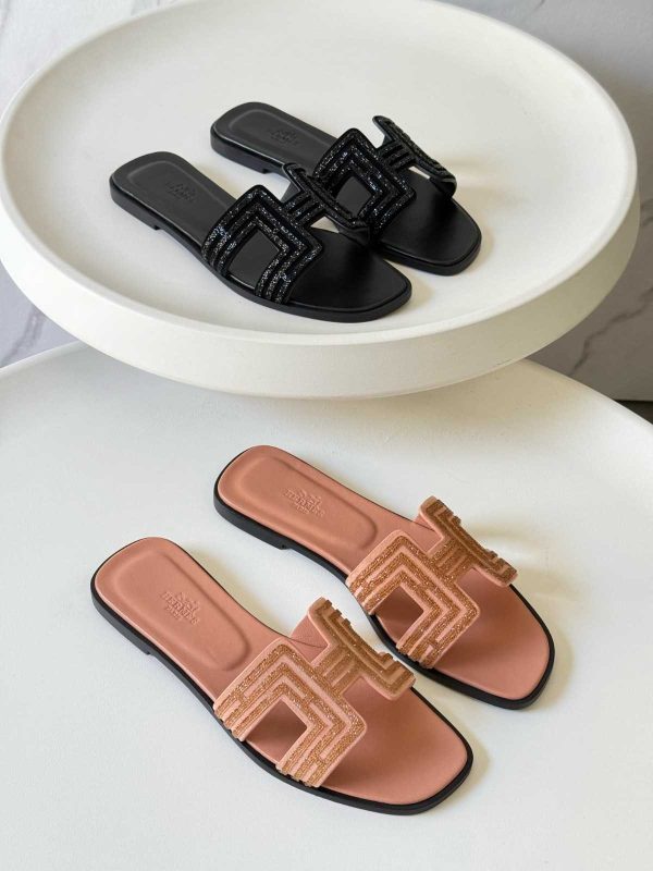 hermes oran sandals with crystals​