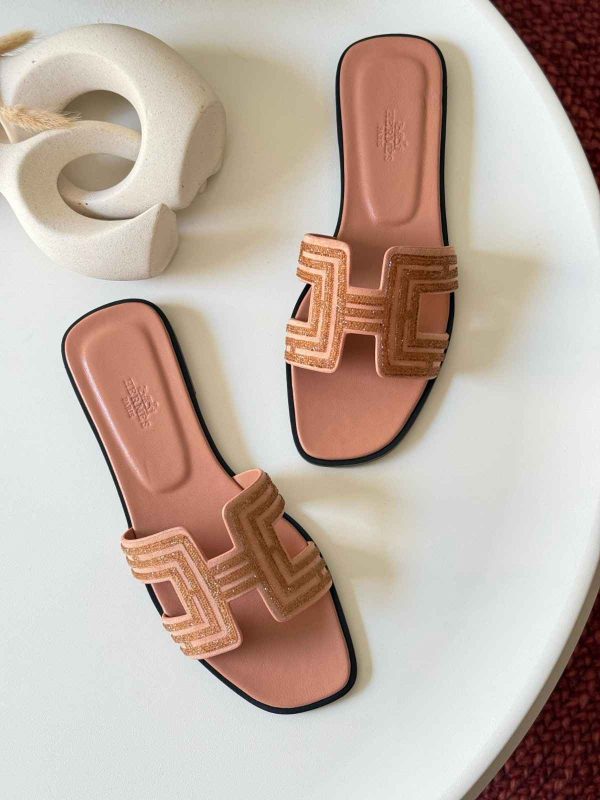 hermes oran sandals with crystals​