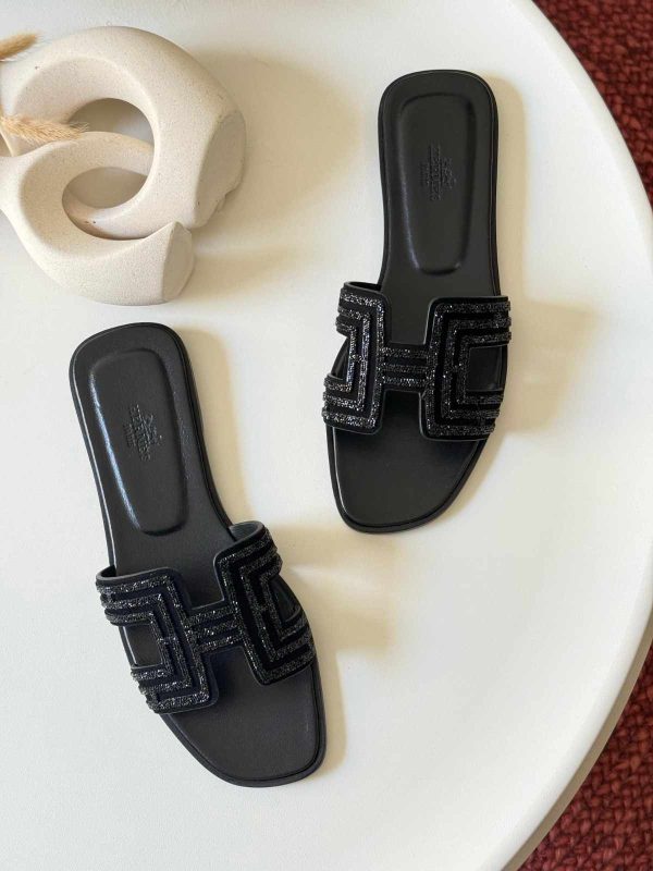 hermes oran sandals with crystals​