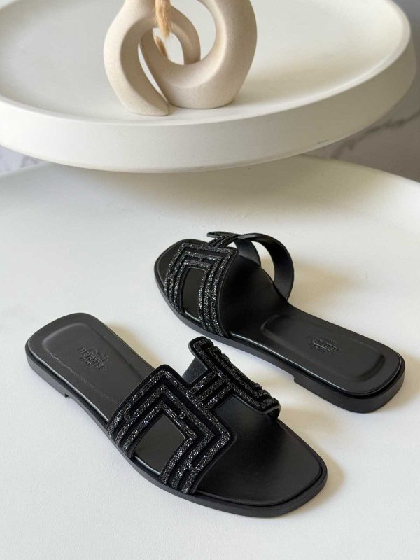hermes oran sandals with crystals​