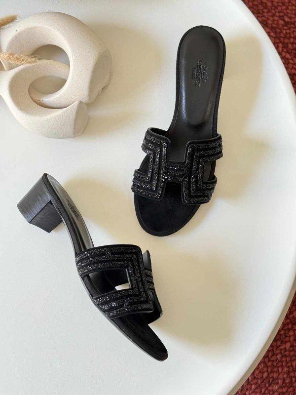 hermes oran sandals with crystals​