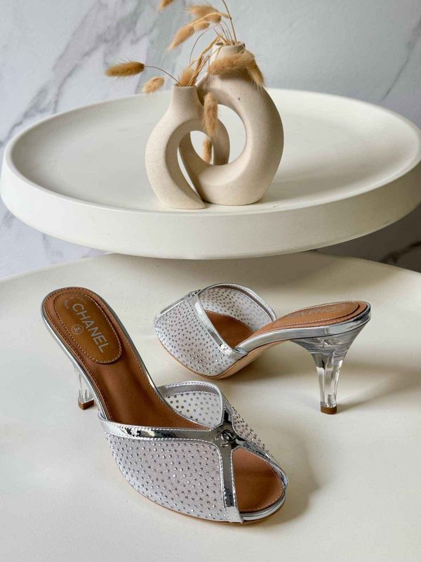 Chanel Crystal Embellished Mule Heels