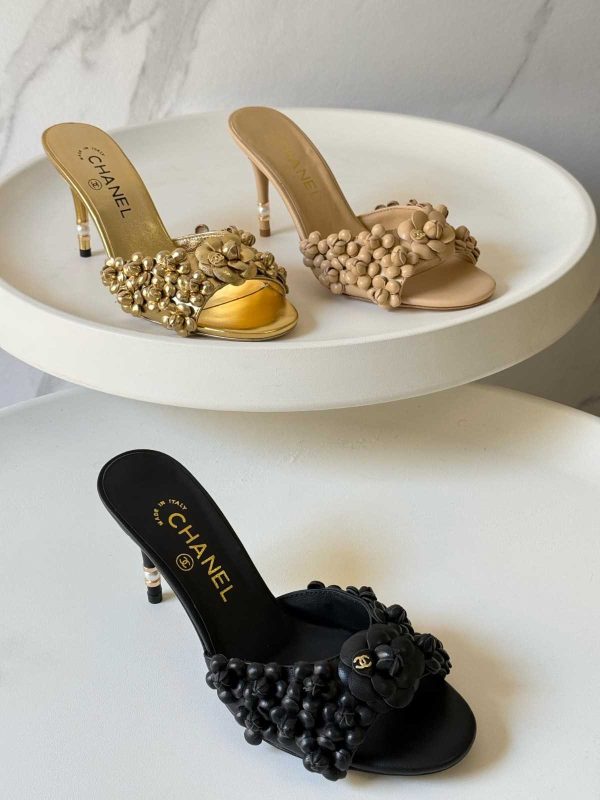 Chanel Camelia Cutout CC Logo Heels