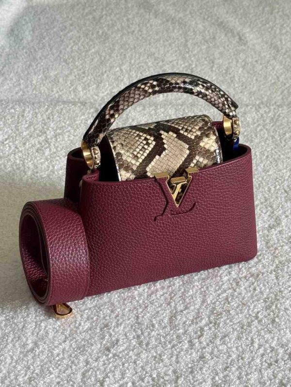lv capucine maroon python handle