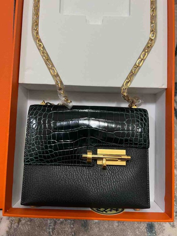 hermes verrou alligator bag black
