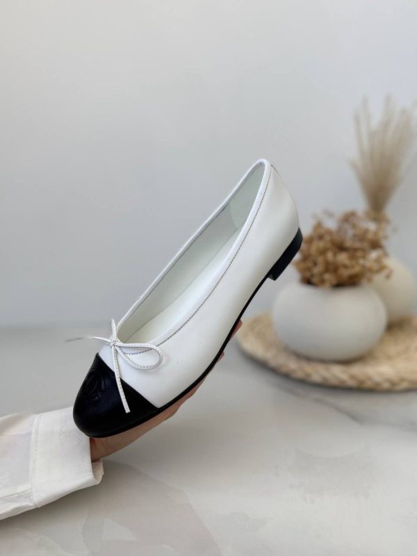 chanel ballet flats white
